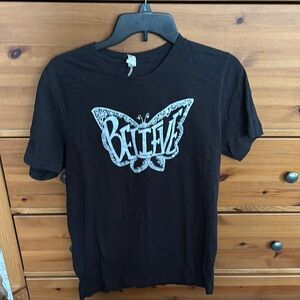 Black Graphic Tee with Butterfly Design